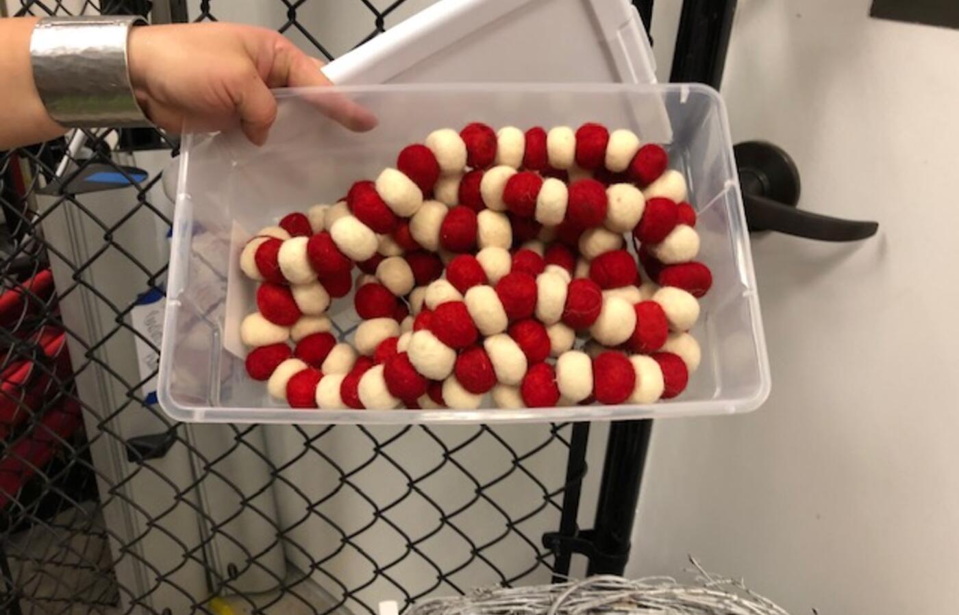 Red and white felt garland 