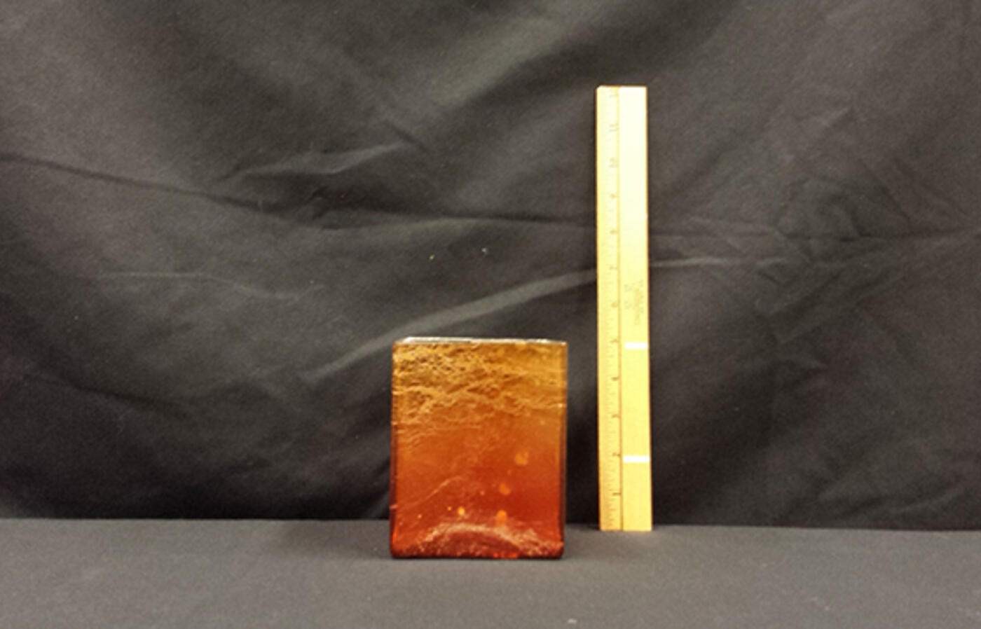 Amber Orange Glass Square Vase