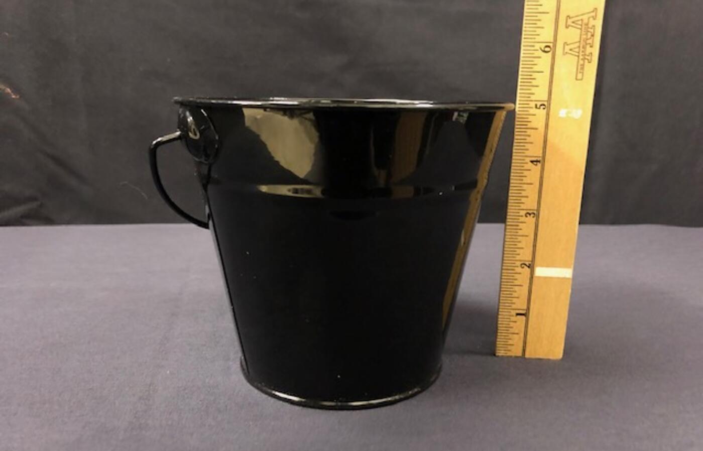 Black metal bucket