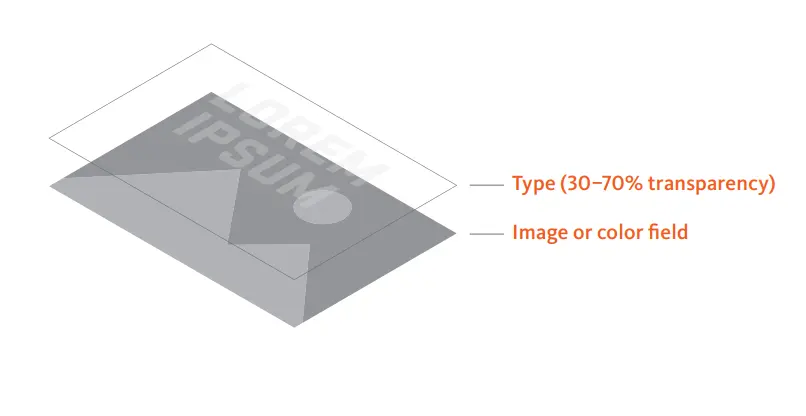 Illustrated mountains and sun in grey scale with Lorem ipsum text overlayed