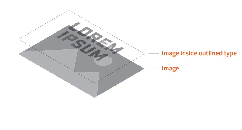 Illustrated mountains and sun in grey scale with Lorem ipsum text overlayed